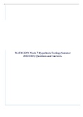 MATH 225N Week 7 Hypothesis Testing (Summer 2022/2023) Questions and Answers.