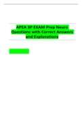 APEA 3P EXAM Prep Neuro Questions with Correct Answers and Explanations