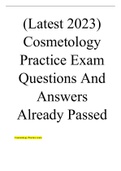 (Latest 2023) Cosmetology Practice Exam Questions And Answers Already Passed.