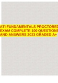 ATI FUNDAMENTALS PROCTORED EXAM COMPLETE 100 QUESTIONS AND ANSWERS 2023 GRADED A+