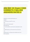 ASU BIO 181 Exam 2 2023  CORRECTLY SOLVED  ANSWERS RATED A