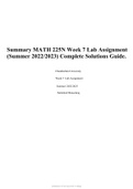 MATH 225N WEEK 2 STATISTICS QUIZ Latest Updated 2023 Graded A+, Summary MATH 225N Week 7 Lab Assignment (Summer 2022/2023) Complete Solutions Guide & MATH 225N WEEK 4 STATISTICS Probability Questions and Answers Latest Updated 2023 Graded A.