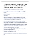 KS Certified Medication Aide Practice Exam Questions with Answers Tested and Verified Exams for Nursing (100% Accurate)