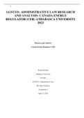 LGST331: ADMINISTRATIVE LAW RESEARCH AND ANALYSIS: CANADA ENERGY REGULATOR (CER) ATHABASCA UNIVERSITY 2023 Assignment-3