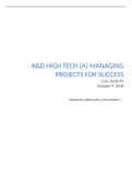 A&D HIGH TECH (A) MANAGING PROJECTS FOR SUCCESS Case Study #1 Report