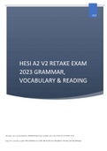 HESI A2 V2 RETAKE EXAM 2023 GRAMMAR VOCABULARY & READING