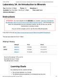 ESS 101 INTRODUCTION TO GEOLOGY - University of Washington _ Laboratory 3A: An Introduction to Minerals. Quiz. Attempt Score 100%. Spring 2023.