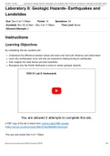 ESS 101 INTRODUCTION TO GEOLOGY - University of Washington _ Laboratory 8: Geologic Hazards – Earthquakes and Landslides. Quiz Attempt Score 14 out of 14. Spring 2023.