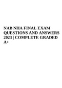 NAB NHA FINAL EXAM QUESTIONS AND ANSWERS 2023 | Rated 100%