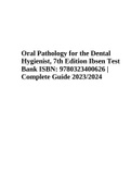 Test Bank For Oral Pathology for the Dental Hygienist, 7th Edition By Ibsen;  ISBN: 9780323400626 | Complete Guide 2023/2024