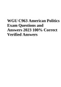 WGU C963 American Politics  Exam Questions and Answers 2023 100% Correct  Verified Answers