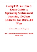 CompTIA A+ Core 2 Exam Guide to Operating Systems and Security 10th Edition By Jean Andrews, Joy Dark, Jill West (Solution Manual)