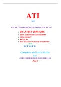 ATI RN COMPREHENSIVE PREDICTOR EXAM ( 39 EXAM SETS,NEWEST 2023) / RN ATI COMPREHENSIVE PREDICTOR EXAM / RN COMPREHENSIVE PREDICTOR ATI EXAM:BEST DOCUMENT FOR A.T.I EXAM