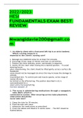 2022/2023  HESI FUNDAMENTALS EXAM BEST  REVIEW