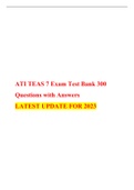 ATI TEAS 7 Exam Test Bank 300 Questions with Answers LATEST UPDATE FOR 2023