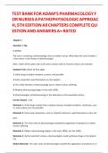 TEST BANK FOR ADAM’S PHARMACOLOGY FOR NURSES A PATHOPHYSIOLOGIC APPROACH, 5TH EDITION All CHAPTERS COMPLETE QUESTION AND ANSWERS A+ RATED