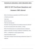 AHS 131 HIT Final Exam Questions and Answers 100% Solved