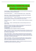 CRITICAL THINKING QUIZ  EXAM 1 QUESTIONS AND ANSWERS COMPLETE GUIDE RATED A