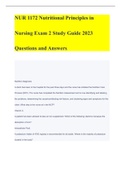 NUR 1172 Nutritional Principles in Nursing Exam 2 Study Guide 2023 Questions and Answers