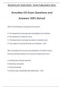 Annuities CE Exam Questions and Answers 100% Solved