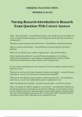 Nursing Research-Introduction to Research Exam Questions With Correct Answers