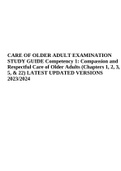 CARE OF OLDER ADULT EXAMINATION STUDY GUIDE, Competency 1: Compassion and Respectful Care of Older Adults, LATEST UPDATED VERSIONS 2023.