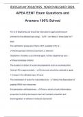 APEA EENT Exam Questions and Answers 100% Solved