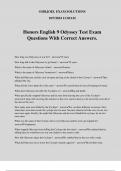 Honors English 9 Odyssey Test Exam Questions With Correct Answers.