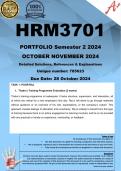 HRM3701 OCTOBER NOVEMBER PORTFOLIO (COMPLETE ANSWERS) Semester 2 2024 (785623) - DUE 28 October 2024