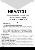  HRM3701 PORTFOLIO (ANSWERS) Semester 2 2024 - DISTINCTION GUARANTEED