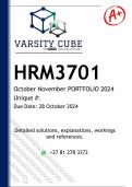 HRM3701 PORTFOLIO (DETAILED ANSWERS) Semester 2 2024 - DISTINCTION GUARANTEED