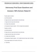 Astronomy Final Exam Questions and Answers 100% Solved | Rated A+