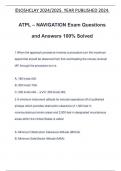 ATPL – NAVIGATION Exam Questions and Answers 100% Solved