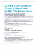 LCA 266 Exam Questions Correct Answers New Update (Verified A+ Pass)