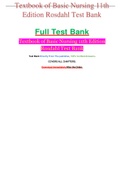 Textbook of Basic Nursing 11th Edition Rosdahl Test Bank    Full Test Bank