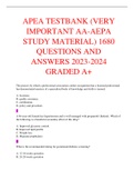 APEA TESTBANK (VERY IMPORTANT AA-AEPA STUDY MATERIAL) 1680 QUESTIONS AND ANSWERS 2023-2024 GRADED A+