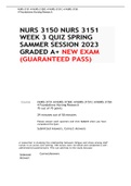 NURS 3150 NURS 3151  WEEK 3 QUIZ SPRING  SUMMER SESSION 2023  GRADED A+ NEW EXAM (GUARANTEED PASS)