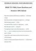 BRAE 121 FINAL Exam Questions and Answers 100% Solved