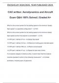 CAX written: Aerodynamics and Aircraft Exam Q&A 100% Solved | Graded A+