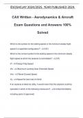 CAX Written - Aerodynamics & Aircraft Exam Questions and Answers 100% Solved