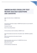 AMERICAN RED CROSS CPR TEST REVIEW 2023/2024 QUESTIONS AND ANSWERS