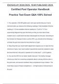 Certified Pool Operator Handbook Practice Test Exam Q&A 100% Solved