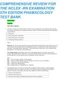 COMPREHENSIVE REVIEW FOR THE NCLEX -RN EXAMINATION 5TH EDITION PHAMACOLOGY TEST BANK