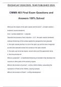 CMMB 403 Final Exam Questions and Answers 100% Solved