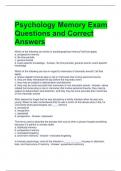 Psychology Memory Exam Questions and Correct Answers 