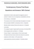 Contemporary Cinema Final Exam Questions and Answers 100% Solved