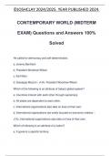 CONTEMPORARY WORLD (MIDTERM EXAM) Questions and Answers 100% Solved