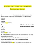 New York DMV Permit Test Practice 2023 Questions and Answers (Verified Answers)