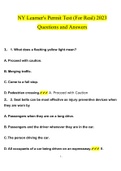 NY Learner's Permit Test (For Real) 2023 Questions and Answers (Verified Answers)