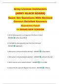 Army License Instructors   {ARMY BLACK BOARD}   Exam Set Questions With Revised  Correct Detailed Answers   |Guarantee Pass!!  >> BRAND NEW VERSION 